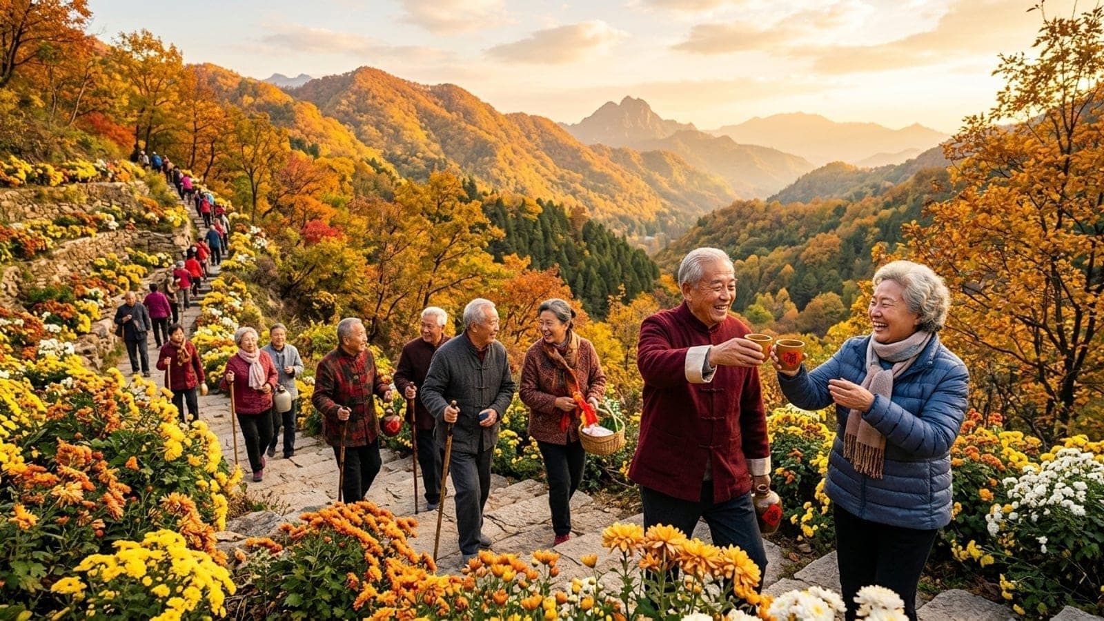 Double Ninth Festival (Chongyang) celebration in China